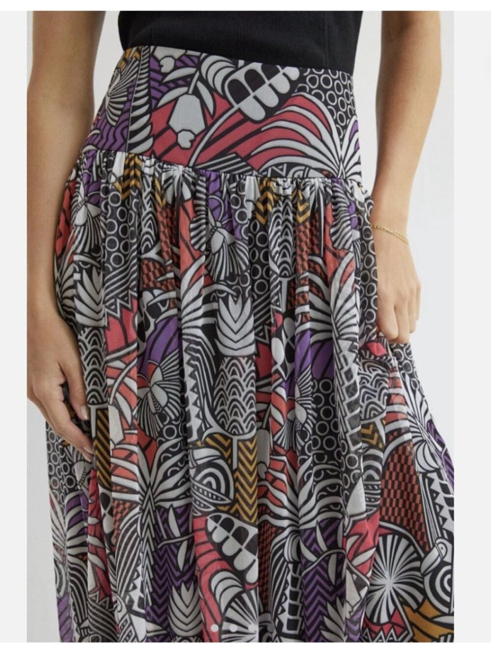 Anthropologie Farm Rio Maxi Skirt Nouveau Color Size M NWT - Picture 3 of 12